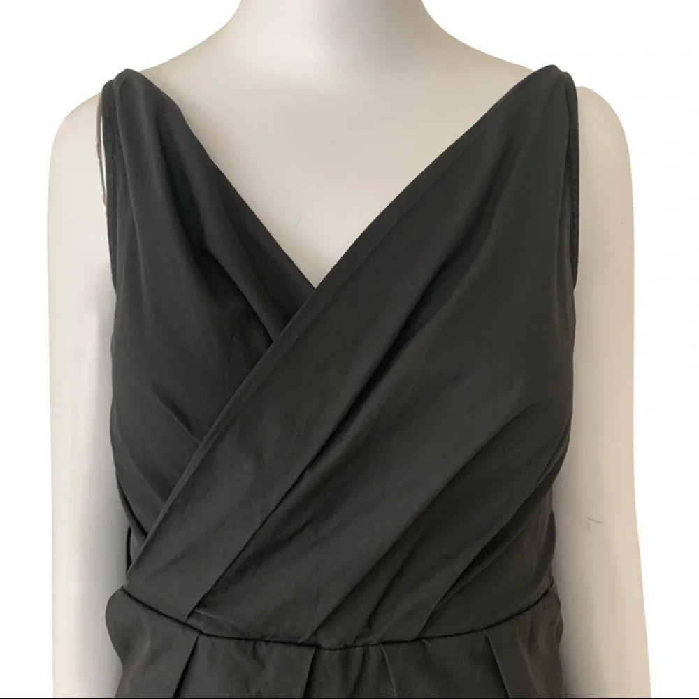 MARC JACOBS Bubble Hem Black Dress Cotton Poplin Sleeveless V-Neck LBD Size 4 - Picture 4 of 15